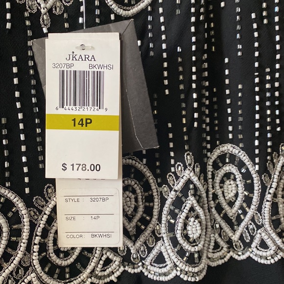 NWT J Kara black hand beaded cocktail dress - Picture 7 of 7